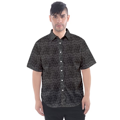 Wavy Grid Dark Pattern Men s Short Sleeve Shirt by dflcprints