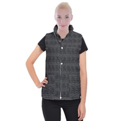 Wavy Grid Dark Pattern Women s Button Up Vest