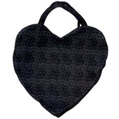 Wavy Grid Dark Pattern Giant Heart Shaped Tote by dflcprints