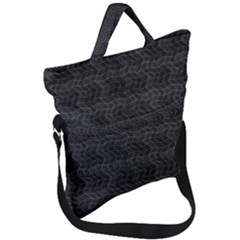 Wavy Grid Dark Pattern Fold Over Handle Tote Bag by dflcprints