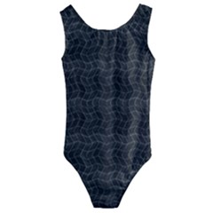 Wavy Grid Dark Pattern Kids  Cut-out Back One Piece Swimsuit by dflcprints