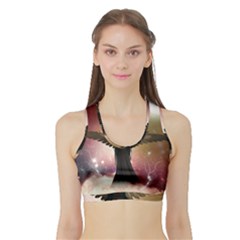 Awesome Dark Fairy In The Sky Sports Bra With Border by FantasyWorld7