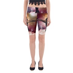 Awesome Dark Fairy In The Sky Yoga Cropped Leggings by FantasyWorld7