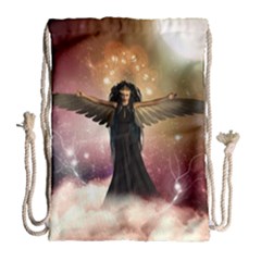 Awesome Dark Fairy In The Sky Drawstring Bag (large) by FantasyWorld7