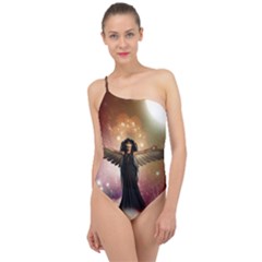 Awesome Dark Fairy In The Sky Classic One Shoulder Swimsuit by FantasyWorld7