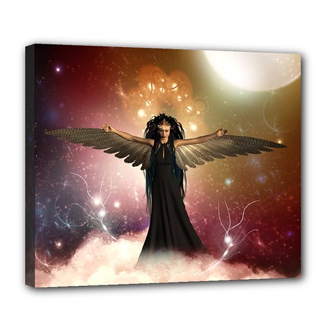 Awesome Dark Fairy In The Sky Deluxe Canvas 24  X 20  (stretched) by FantasyWorld7