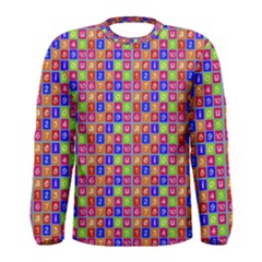 Numbers And Vowels Colorful Pattern Men s Long Sleeve Tee