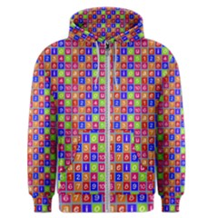 Numbers And Vowels Colorful Pattern Men s Zipper Hoodie