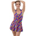 Numbers And Vowels Colorful Pattern Ruffle Top Dress Swimsuit View1