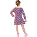 Numbers And Vowels Colorful Pattern Kids  Long Sleeve Velvet Dress View2