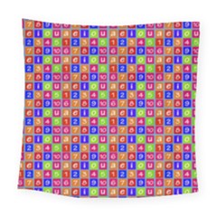 Numbers And Vowels Colorful Pattern Square Tapestry (large)