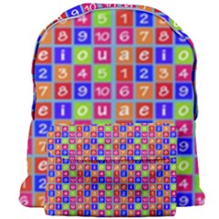 Numbers And Vowels Colorful Pattern Giant Full Print Backpack by dflcprints