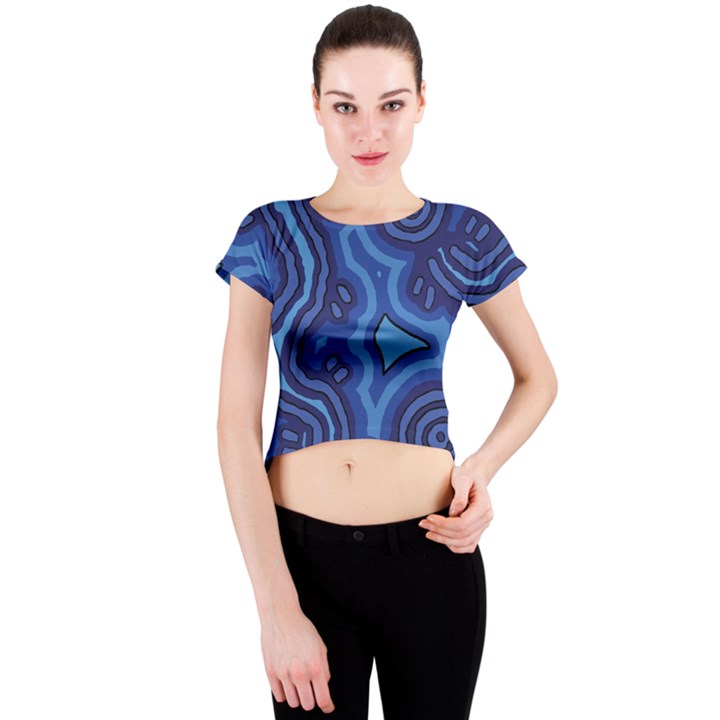 Aboriginal Art - Travel  Crew Neck Crop Top