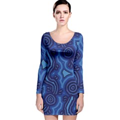 Aboriginal Art - Travel  Long Sleeve Velvet Bodycon Dress