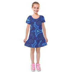 Aboriginal Art - Travel  Kids  Short Sleeve Velvet Dress