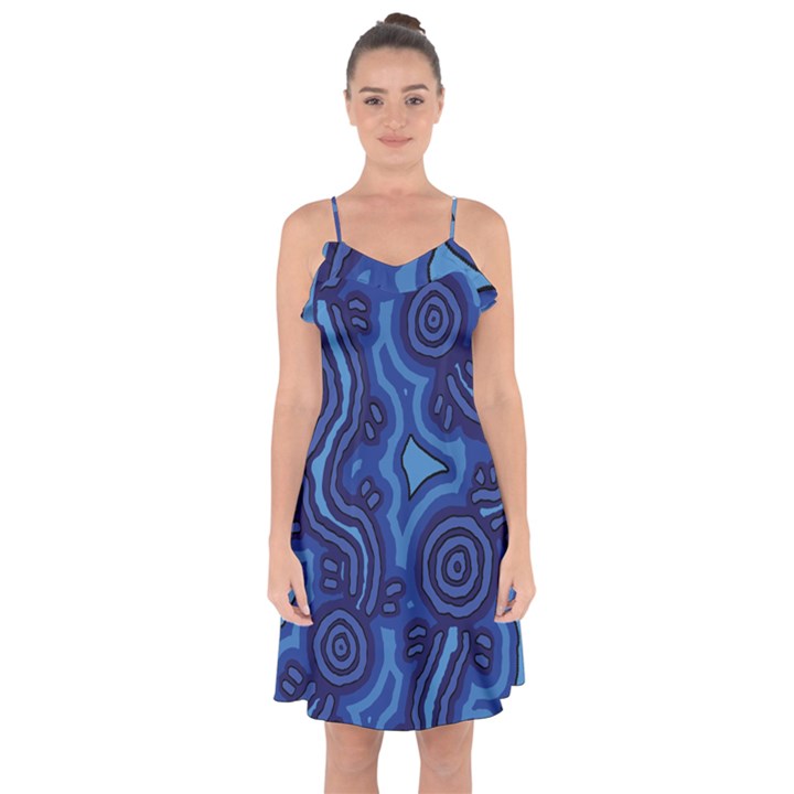 Aboriginal Art - Travel  Ruffle Detail Chiffon Dress