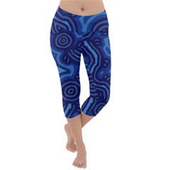 Aboriginal Art - Travel  Lightweight Velour Capri Yoga Leggings by hogartharts