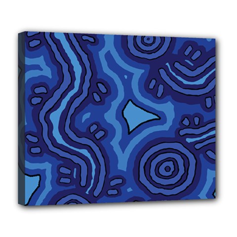 Aboriginal Art - Blue Campsites Deluxe Canvas 24  X 20  (stretched) by hogartharts