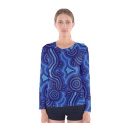 Aboriginal Art - Blue Campsites Women s Long Sleeve Tee