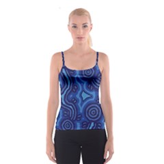 Aboriginal Art - Blue Campsites Spaghetti Strap Top by hogartharts