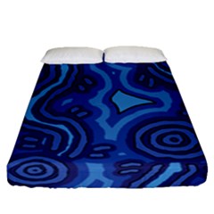 Aboriginal Art - Blue Campsites Fitted Sheet (queen Size) by hogartharts