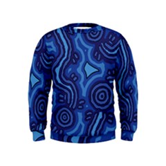 Aboriginal Art - Blue Campsites Kids  Sweatshirt