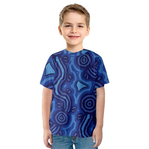 Aboriginal Art - Blue Campsites Kids  Sport Mesh Tee by hogartharts