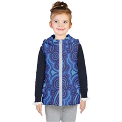 Aboriginal Art - Blue Campsites Kid s Hooded Puffer Vest