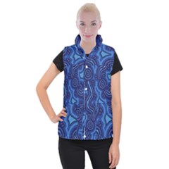 Aboriginal Art - Blue Campsites Women s Button Up Vest