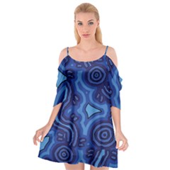 Aboriginal Art - Blue Campsites Cutout Spaghetti Strap Chiffon Dress by hogartharts