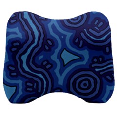 Aboriginal Art - Blue Campsites Velour Head Support Cushion