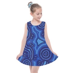 Aboriginal Art - Blue Campsites Kids  Summer Dress by hogartharts