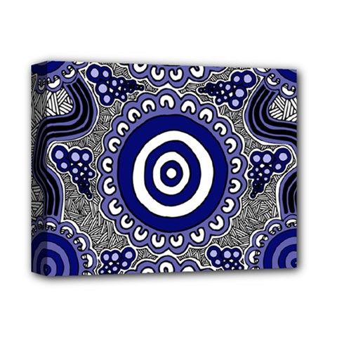 Aboriginal Art - Gathering Deluxe Canvas 14  X 11  (stretched) by hogartharts