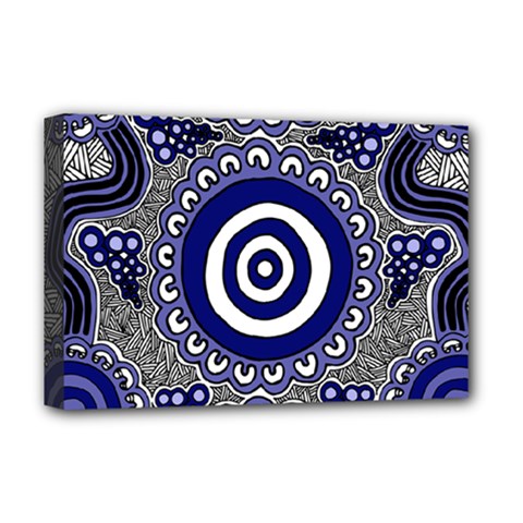 Aboriginal Art - Gathering Deluxe Canvas 18  X 12  (stretched) by hogartharts