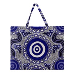 Aboriginal Art - Gathering Zipper Large Tote Bag