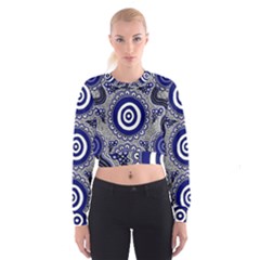 Aboriginal Art - Gathering Cropped Sweatshirt