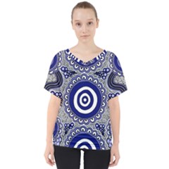 Aboriginal Art - Gathering V-neck Dolman Drape Top