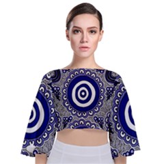 Aboriginal Art - Gathering Tie Back Butterfly Sleeve Chiffon Top by hogartharts