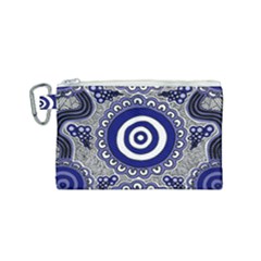 Aboriginal Art - Gathering Canvas Cosmetic Bag (small) by hogartharts