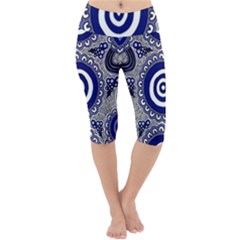 Aboriginal Art - Gathering Lightweight Velour Cropped Yoga Leggings by hogartharts