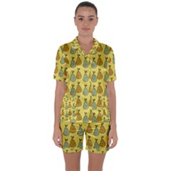 Pears Yellow Satin Short Sleeve Pyjamas Set by snowwhitegirl