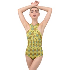 Pears Yellow Cross Front Low Back Swimsuit