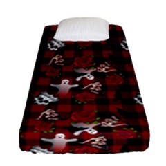 Gothic Woman Rose Bats Pattern Fitted Sheet (single Size) by snowwhitegirl