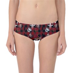 Gothic Woman Rose Bats Pattern Classic Bikini Bottoms by snowwhitegirl