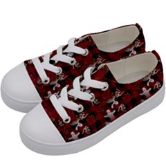 Gothic Woman Rose Bats Pattern Kids  Low Top Canvas Sneakers by snowwhitegirl