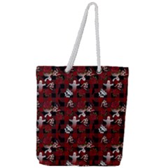 Gothic Woman Rose Bats Pattern Full Print Rope Handle Tote (large) by snowwhitegirl