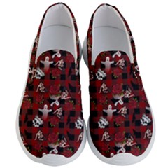 Gothic Woman Rose Bats Pattern Men s Lightweight Slip Ons by snowwhitegirl