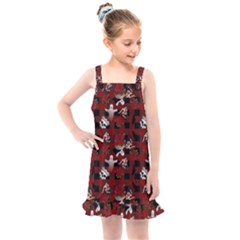 Gothic Woman Rose Bats Pattern Kids  Overall Dress