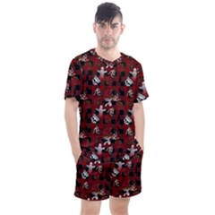 Gothic Woman Rose Bats Pattern Men s Mesh Tee And Shorts Set