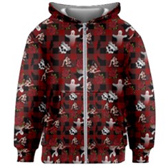 Gothic Woman Rose Bats Pattern Kids Zipper Hoodie Without Drawstring by snowwhitegirl